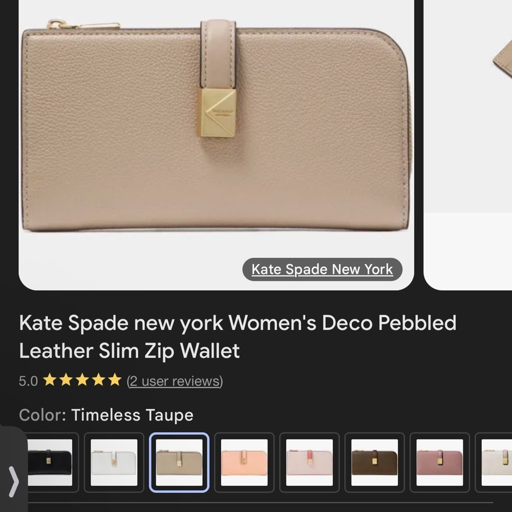 Kate Spade Women's Deco Pebbled Leather Wallet in Taupe